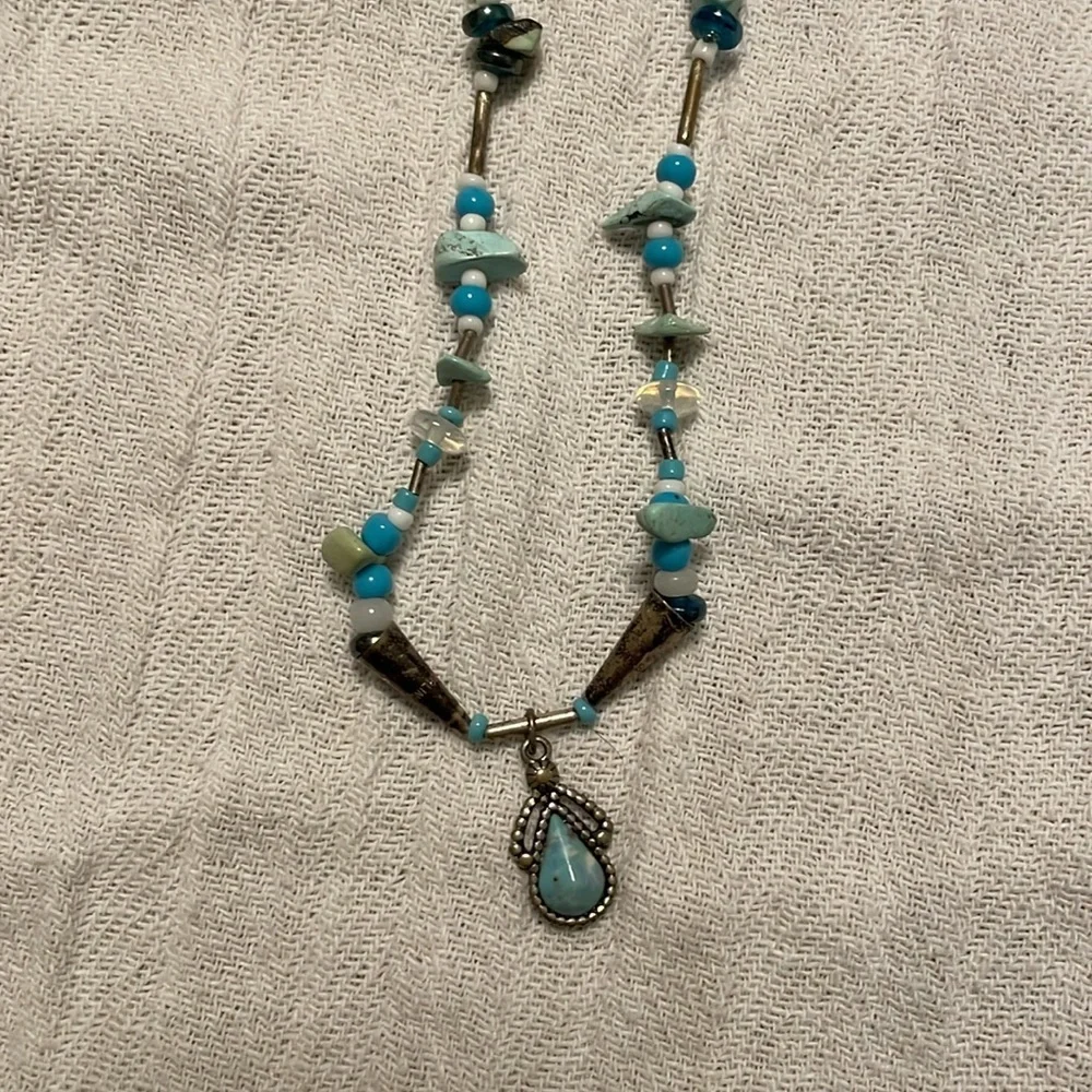 Blue beaded necklace
